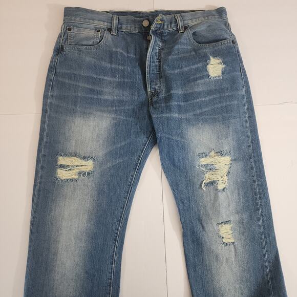 Levi's 501 Button‎ Fly Mens Distressed Jeans Size 34x32 - Picture 3 of 7